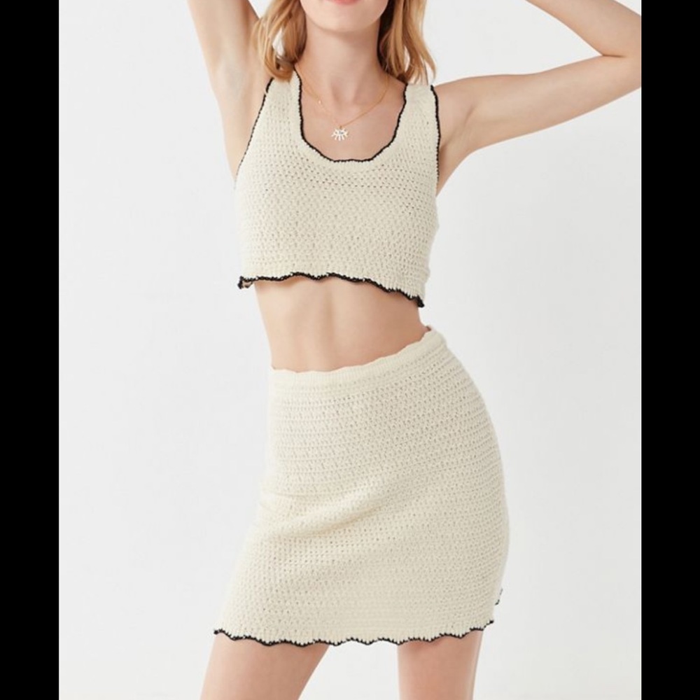 Urban Outfitters crochet tank and skirt set